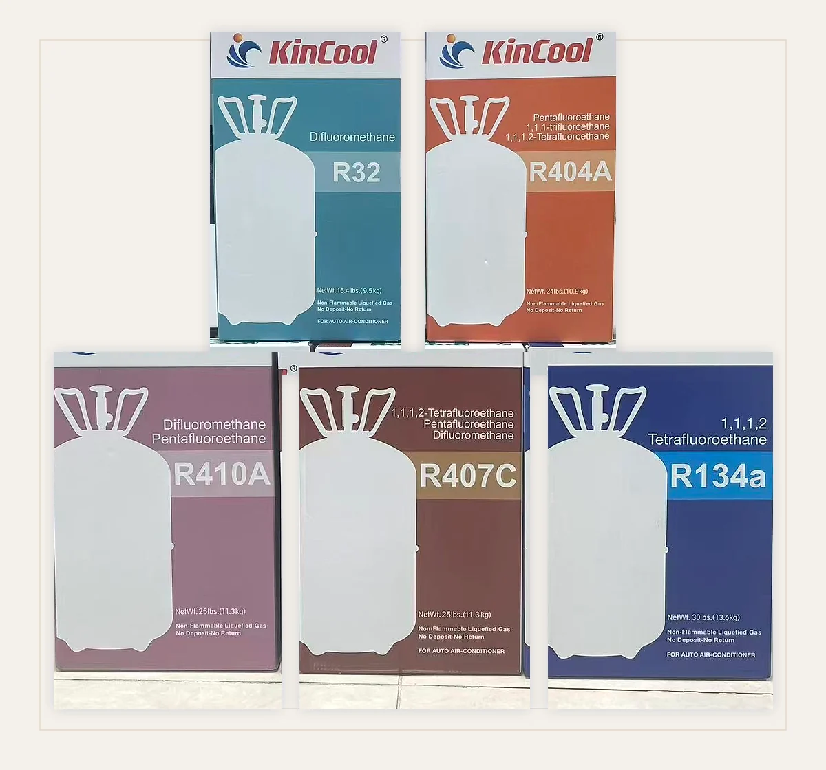 Earlier KinCool product packaging used as historical reference for the VEXEON brand story.